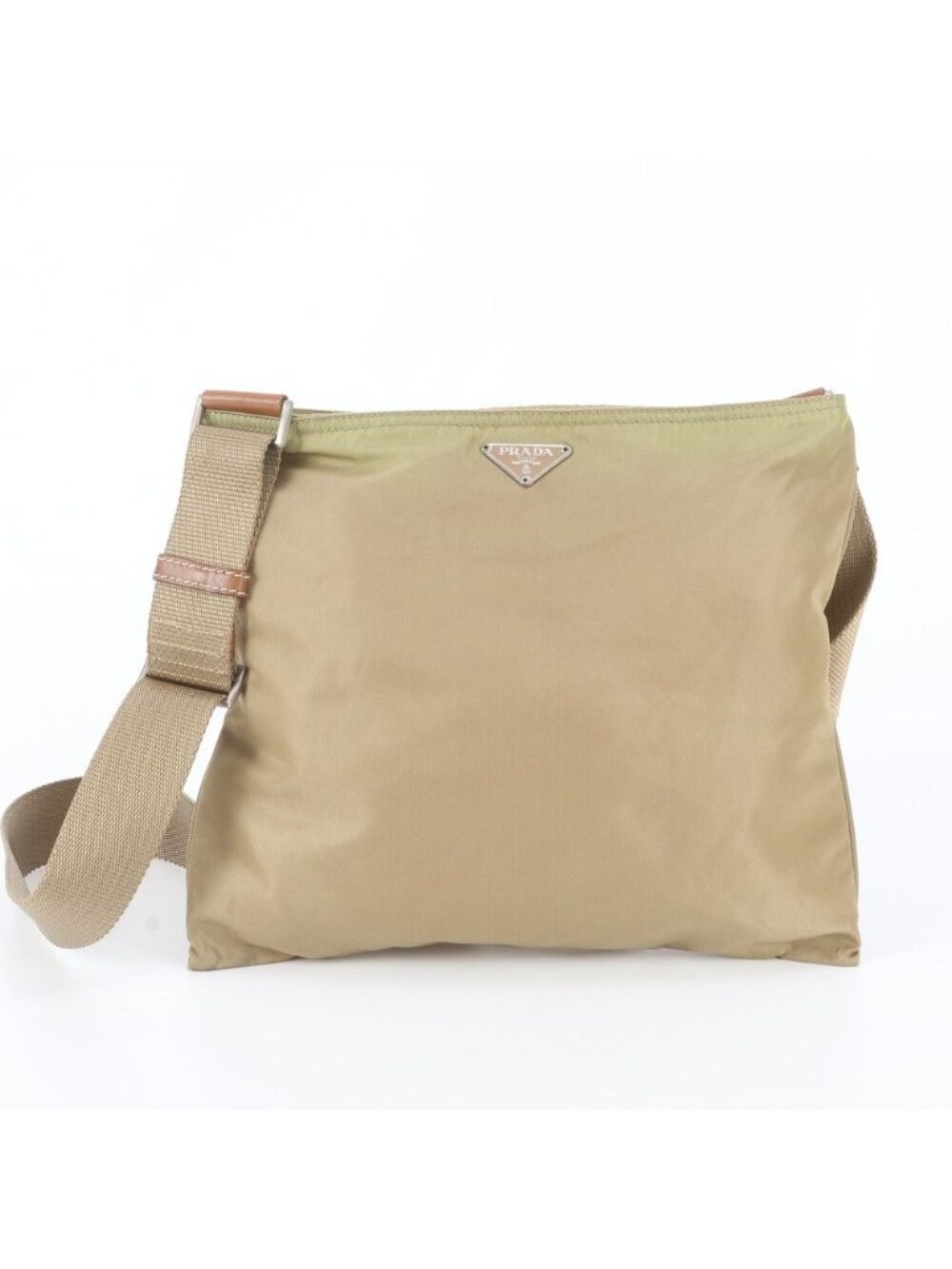 Prada Tessuto Nylon Triangle Logo Leather Shoulder Bag Crossbody Messenger